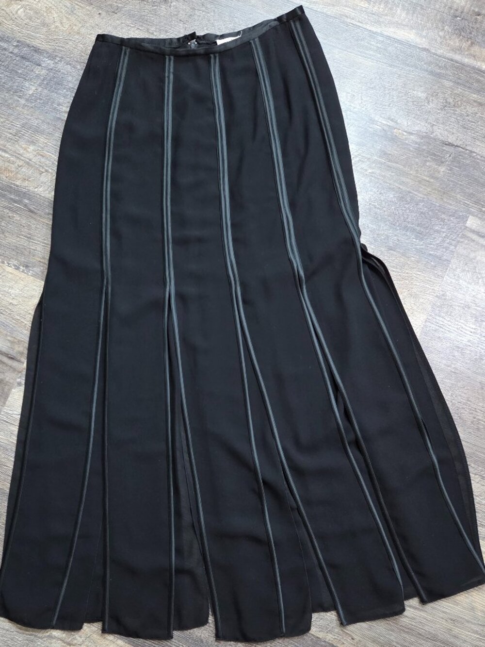 Vintage 90's Cache Maxi Skirt A-Line Panelled Ribbon Stripe Sz 10